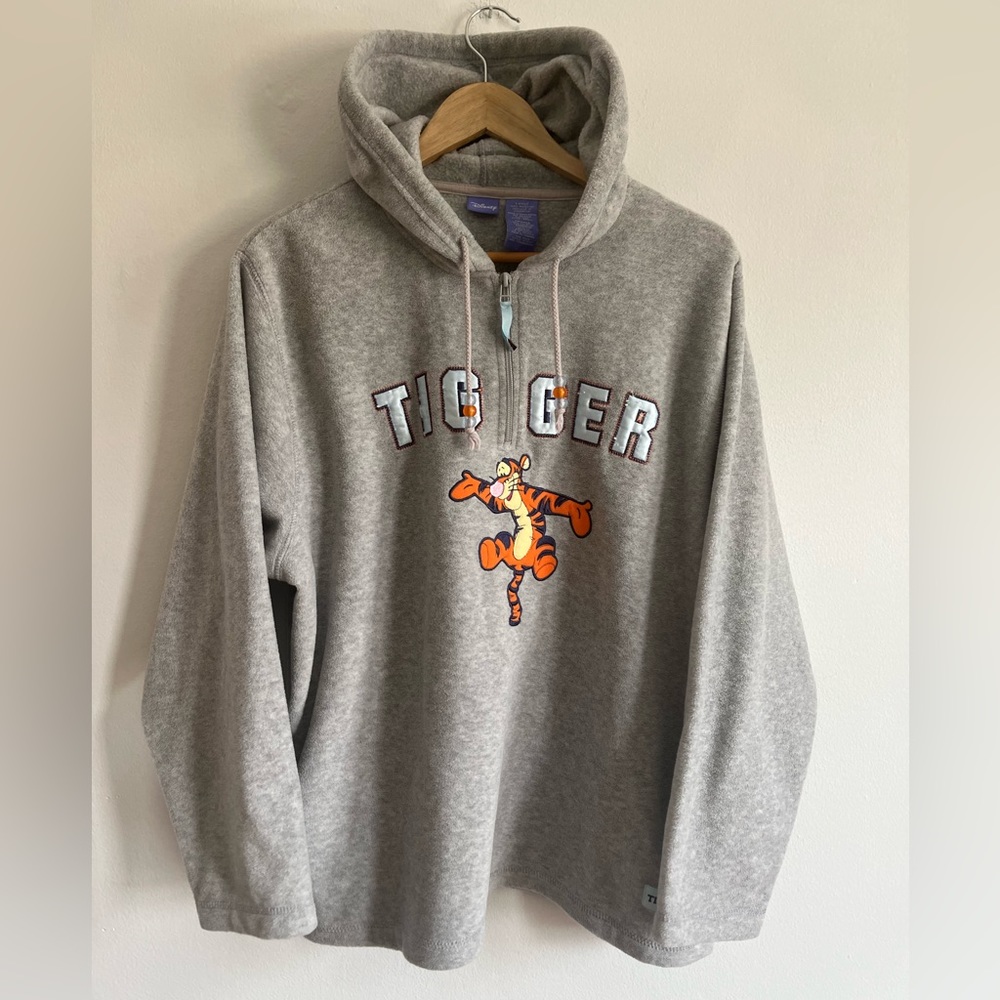 Disney Tigger Fleece Hoodie Pullover / Large / 90s